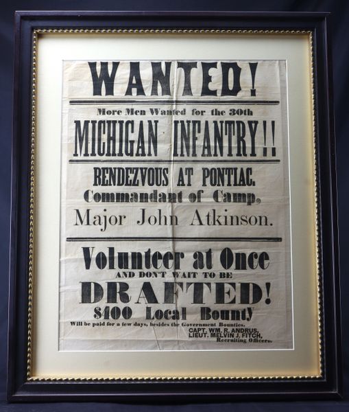 30th Michigan Recruiting Broadside / SOLD