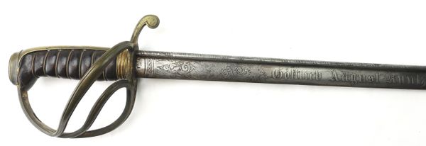 Rare Dragoon Officer's Saber with Presentation Engraved on Blade