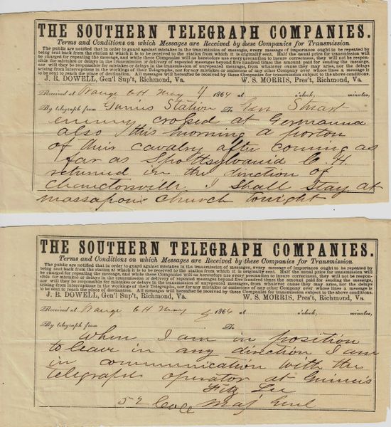 Southern Telegraph Companies, Richmond, Virginia Regarding Troop Movements!