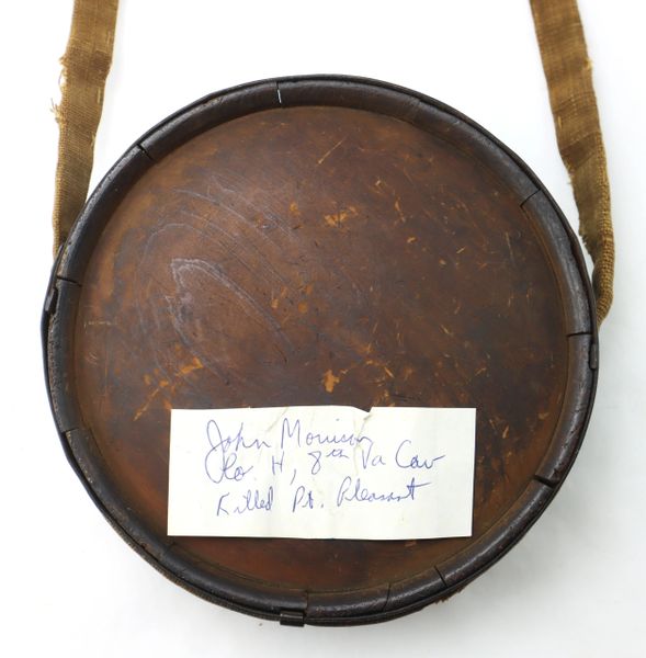 Confederate Wood Drum Canteen Belonged to John Morrison 8th Virginia Cavalry Killed at Point Pleasant W. VA.