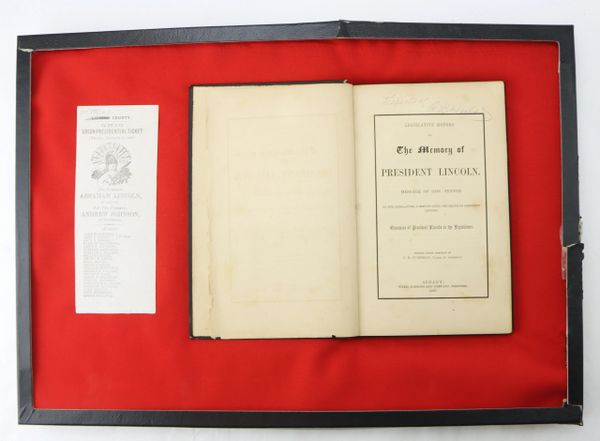 1864 Abraham Lincoln Electoral Ticket from Athens County, Ohio and First Edition 1865 Legislative Obsequies of President Lincoln