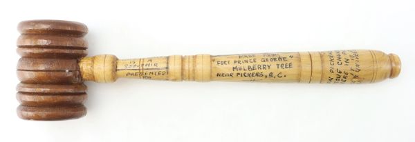 Historic Wooden Gavel Made from Fort Prince George Mulberry Tree