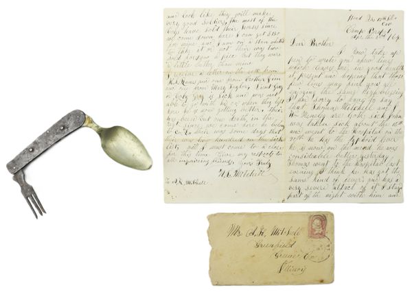 Letter and Identified Eating Utensil from A Great Gettysburg Unit