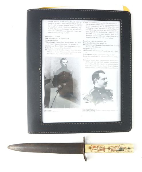 Scrimshawed Civil War Dagger Inscribed to Captain E. S. Jenney