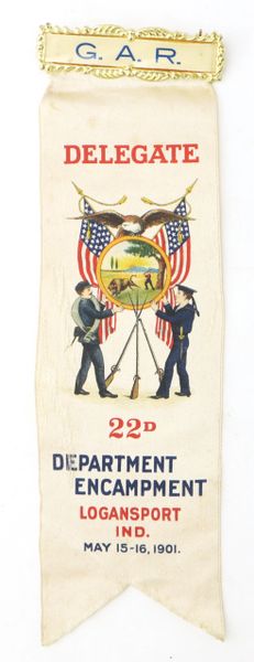 Grand Army of the Republic Delegate Ribbon, 22nd Department Encampment, Logansport, Indiana