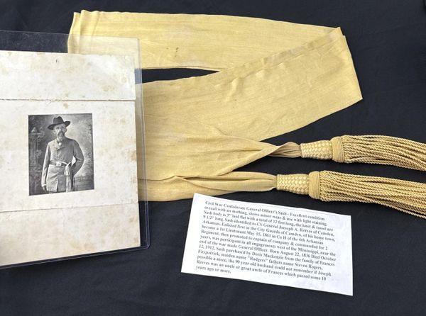 Civil War Confederate General Officer’s Sash – Identified to General Joseph A. Reeves