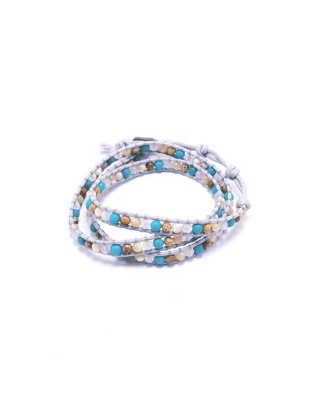 Blue/White/Brown Wrap Bracelet