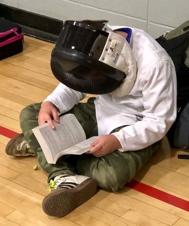 fencer takes a break