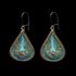 Small, copper frame, light turquoise/metallic brown/teal.