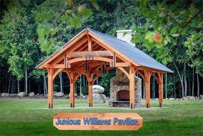 The Junious Williams Pavilion. A 20' x 30' rigid structure perfect for picnic and family gatherings.