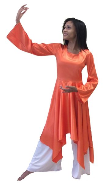 KIDS Satin Dress (long sleeves) w/ Hanky Hem Skirt