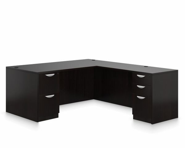 L-Shaped Executive Desk with 2 Full Pedestals