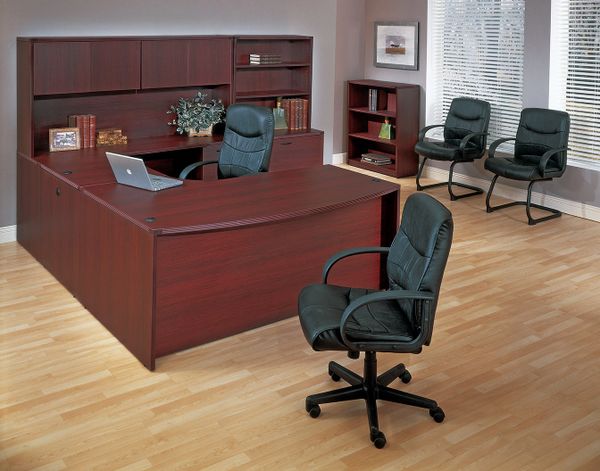 OSP NAPTYP15 Corner Bowfront "U" Desk with Hutch, Lateral File and Overhead Storage