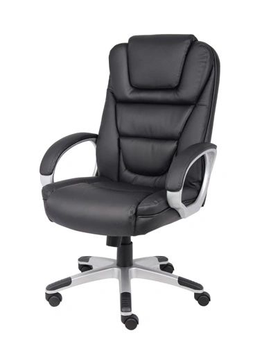 Boss Office Products Black Contemporary Ergonomic Adjustable Height Swivel  Upholstered Executive Chair in the Office Chairs department at