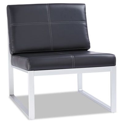 Ispara Series Armless Cube Chair, Black/silver