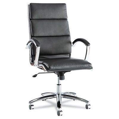 Neratoli Series High-Back Swivel/tilt Chair, Black Soft Leather, Chrome Frame