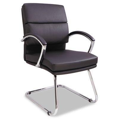 Neratoli Series Slim Profile Guest Chair, Black Soft Leather, Chrome Frame