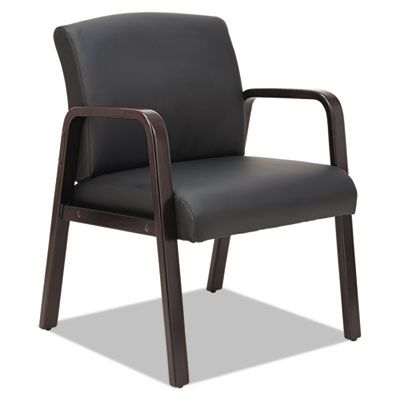 Reception Lounge Series Guest Chair, Espresso/black Leather