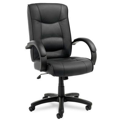 Strada Series High-Back Swivel/tilt Chair, Black Top-Grain Leather Upholstery