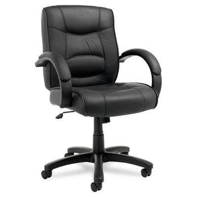 Strada Series Mid-Back Swivel/tilt Chair W/black Top-Grain Leather Upholstery