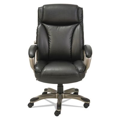 Veon Series Executive High-Back Leather Chair, W/ Coil Spring Cushioning, Black