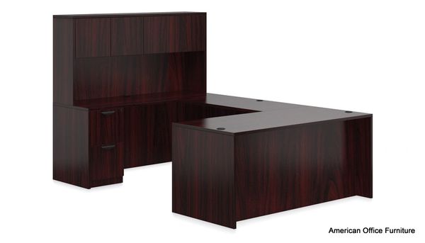 Executive "U" Desk with Hutch, One BBF Pedestal and One FF Pedestal 71" x 108" - OTG - AOF