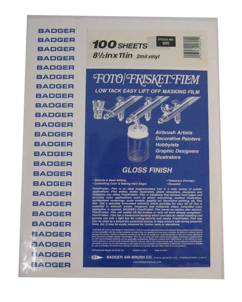 Badger Airbrushes Foto/Fiskect Film: Foto/Frisket Film 8x 11 - 100 Sheets  per Pkg. Bulk (Gloss)