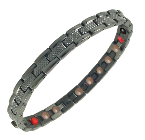 Thin Black Elegant Negative Ion Bracelet With Diamond Cut