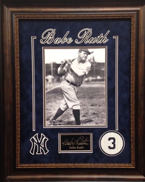 Babe Ruth 8x10 Photo Framed With Engraved Autograph Replica