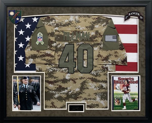 PAT TILLMAN ARMY JERSEY WITH AMERICAN FLAG LASERED AUTOGRAPH