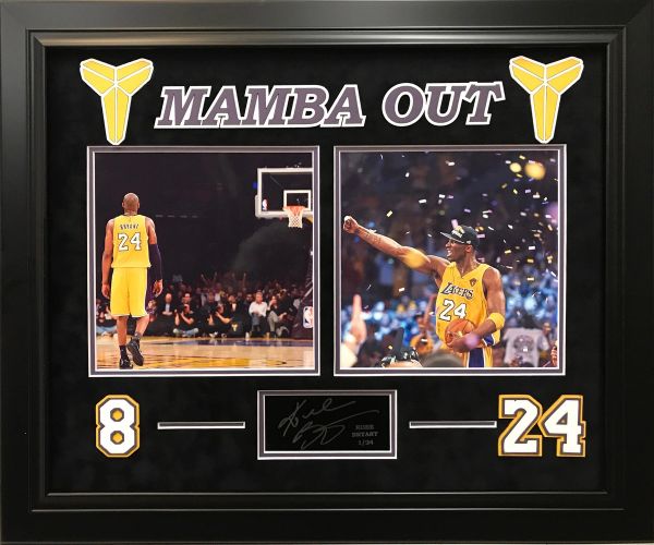 KOBE BRYANT "BLACK MAMBA" FACSIMILE ENGRAVED AUTOGRAPH LIMITED EDITION FRAMED COLLAGE