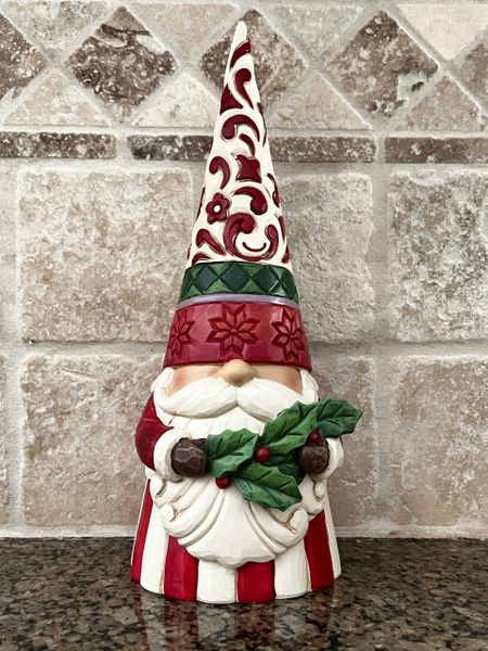 JIM SHORE HEARTWOOD CREEK TALL CHRISTMAS GNOME WITH HOLLY 6011155