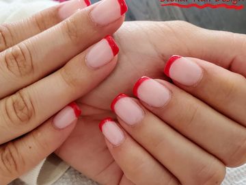 Light Pink gel with red french manicure