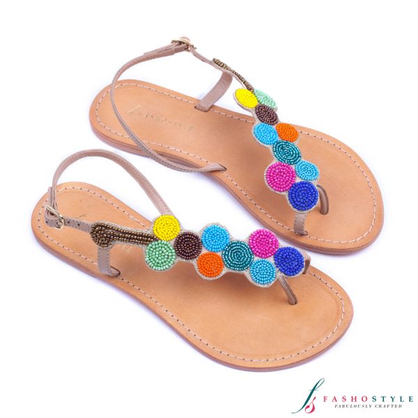 multicolored leather sandals