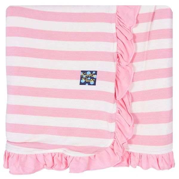 Ruffle Stroller Blanket In Lotus Stripe Kickee Pants Monkey Squirrel Tails