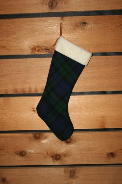 Wool Christmas Navy and Green Plaid