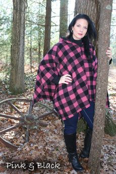 Womens Poncho Pink and Black