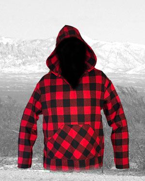 Basic Hoodie Red and Black Buffalo Asbell Wool