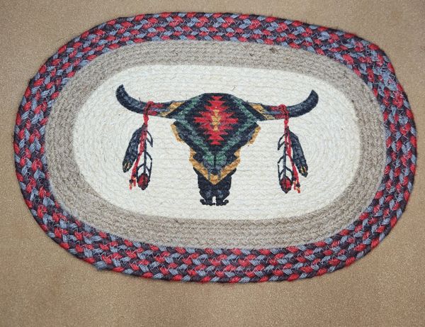 Jute Buffalo Skull Table Mat 13" x 19"