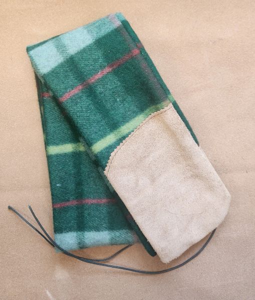 Leather Tip Wool Bowcase Longbow/Recurve green plaid