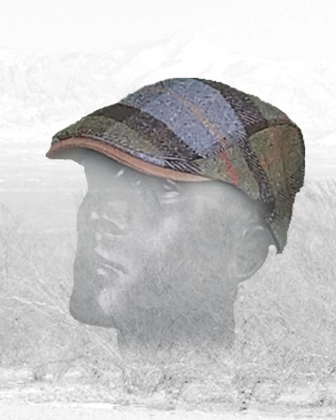 Short Brim Shooting/Driving Cap Olive Plaid