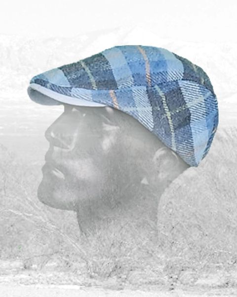 Short Brim Shooting/Driving Cap Blue Plaid