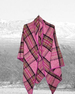 Cashmere Feel Triangle Shaw Pink Plaid