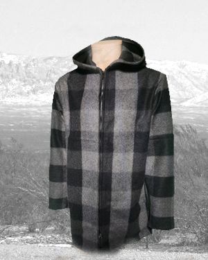 Wool Canoe Jacket Gray & Black Buffalo Plaid