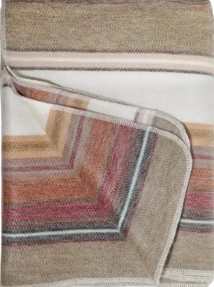 Alpaca Wool Blanket Light Brown Stripe