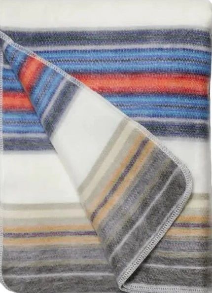 Alpaca Wool Blanket Tan Stripe