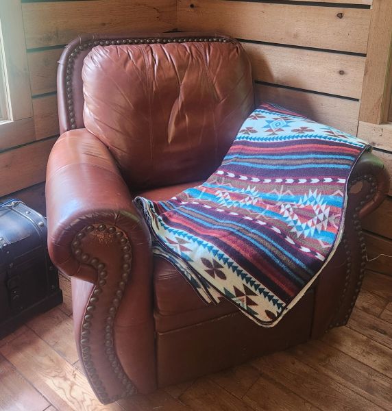 Gray Navajo Alpaca Wool Blanket