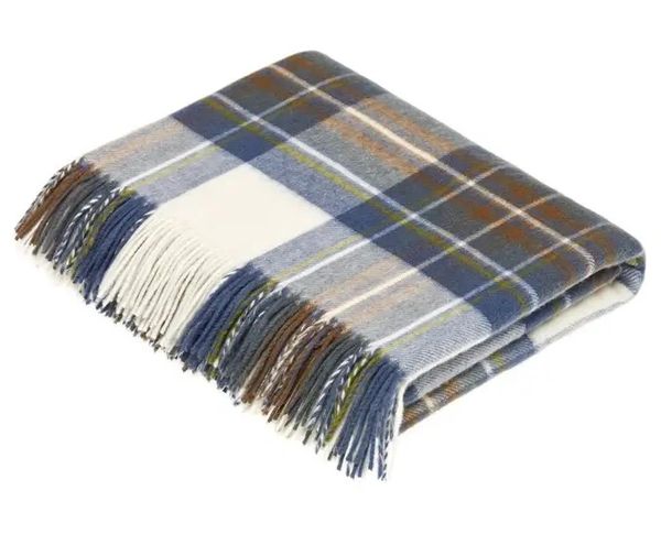 Tartan Plaid Blanket Muted Blue Stewart