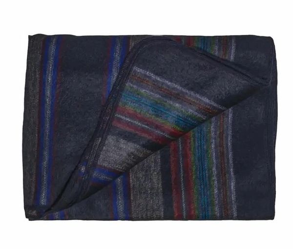 Alpaca Wool Blanket Blue Stripe