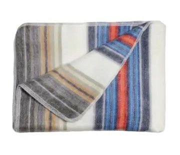Alpaca Wool Blanket Tan Stripe